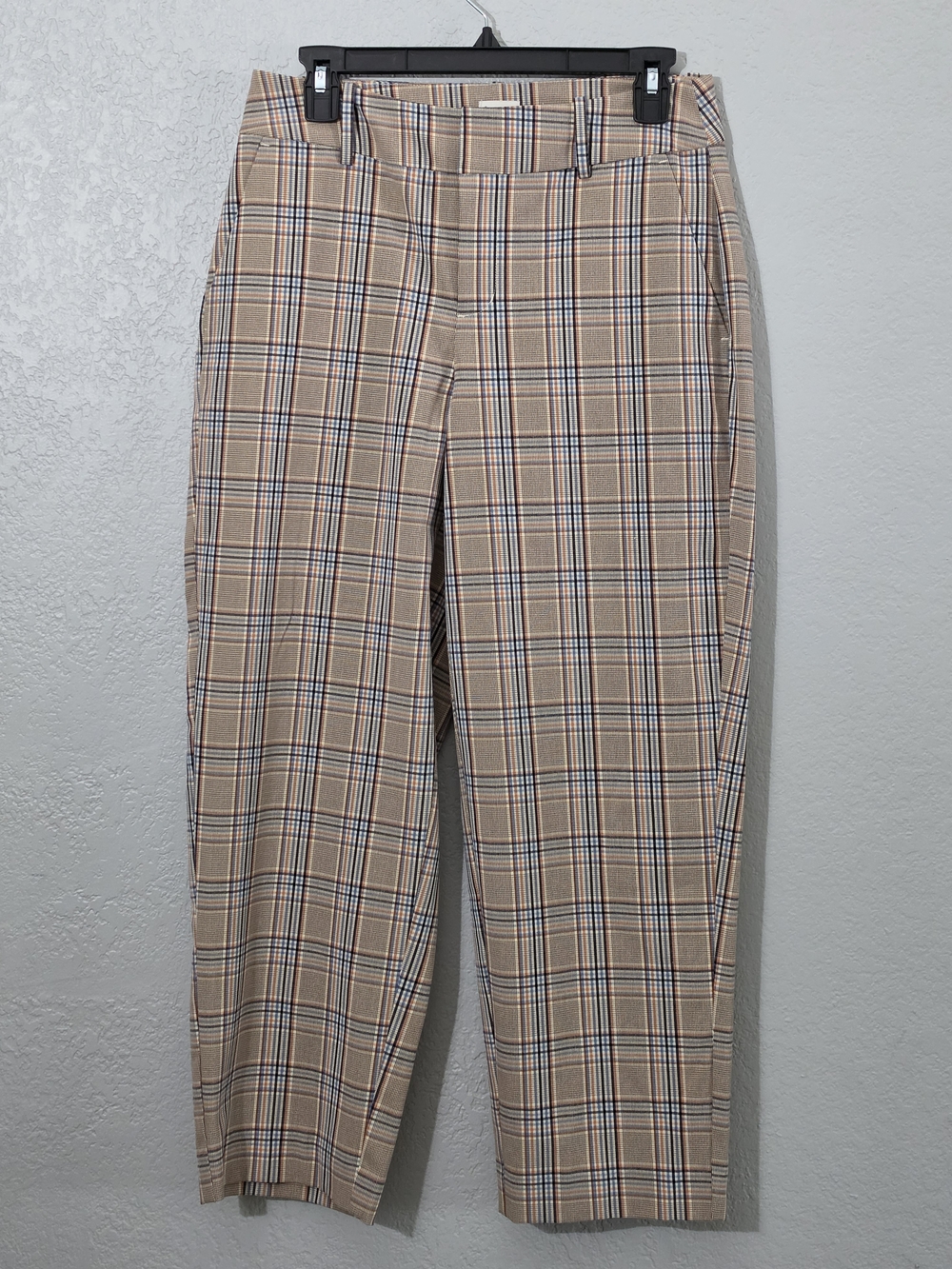 a new day Plaid Dress Pants Tan/Multicolor Womens 4 Stretch Ankle